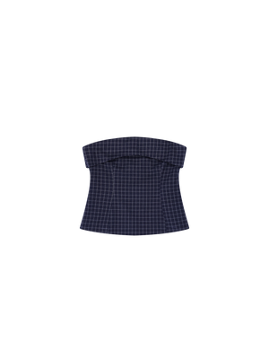 CHECKED SOPHIE TOP NAVY BLUE