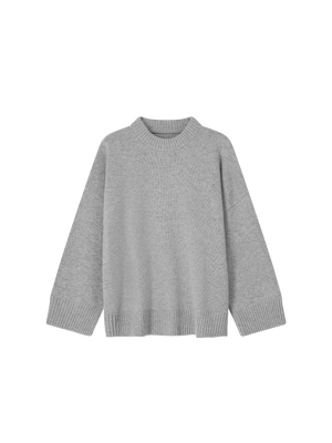 CHUNKY MERINO WOOL CREW-NECK SWEATER GREY