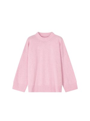 CHUNKY MERINO WOOL CREW-NECK SWEATER PINK