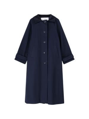 PLEATED LARA TRENCHCOAT NAVY BLUE