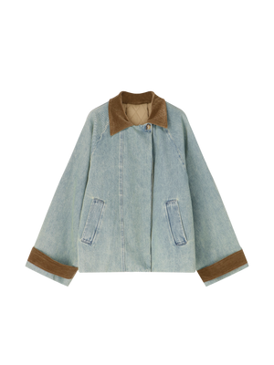 PLEATED LARA COAT DENIM