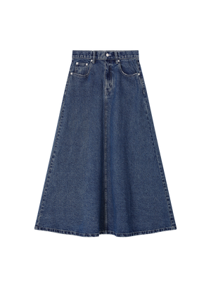 DENIM MAXI SKIRT MID BLUE