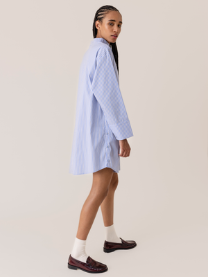 AYDEN STRIPED SHIRT DRESS BLUE