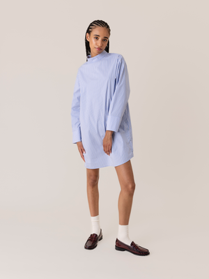 AYDEN STRIPED SHIRT DRESS BLUE