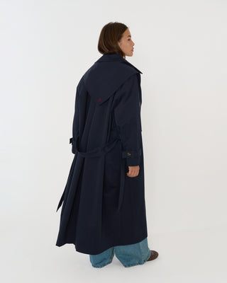 JEAN PLEATED TRENCHCOAT WITH HEADSCARF NAVY BLUE – LEWIS & MELLY