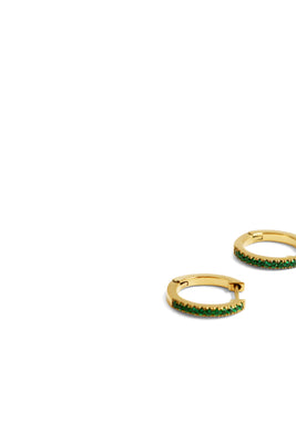 STONE MINI HOOP EARRINGS GREEN