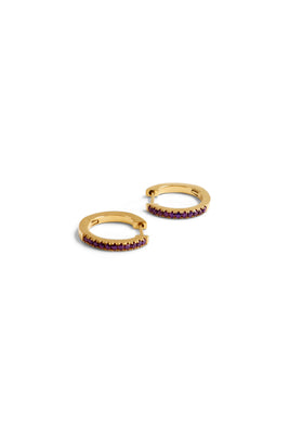 STONE MINI HOOP EARRINGS PURPLE