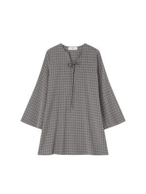 CHECKED WIDE SLEEVE DRESS