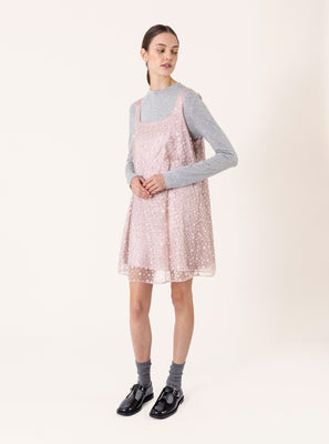 EMBELLISHED MINI DRESS DUSTY PINK