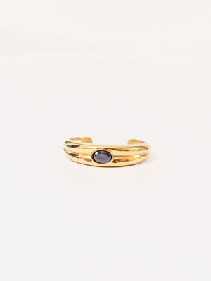 BURGUNDY STONE DOME BANGLE GOLD