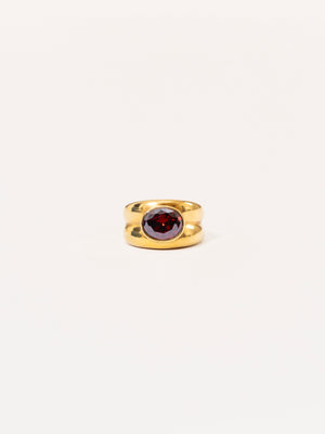 BURGUNDY STONE DOME RING GOLD