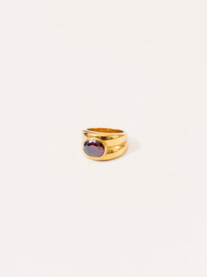 BURGUNDY STONE DOME RING GOLD