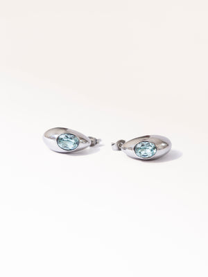 MINT RHINESTONE DOME EARRINGS SILVER