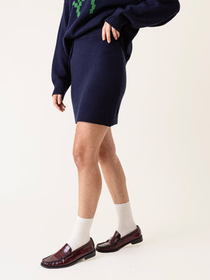 KNITTED MINI SKIRT NAVY BLUE