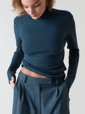 TEXTURED PLEATED TROUSERS TEAL