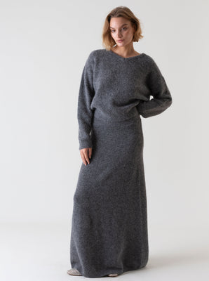 ALPACA WOOL V-NECK SWEATER GREY