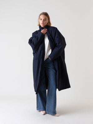 OVERSIZED PUFFER COAT NAVY BLUE