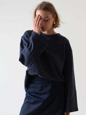 RELAXED LONG SLEEVE T-SHIRT NAVY BLUE