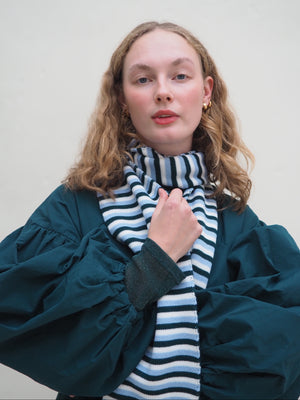 STRIPED MERINO SCARF GREEN/BLUE