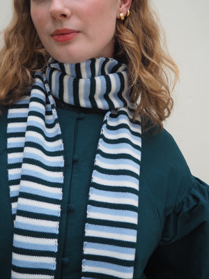 STRIPED MERINO SCARF GREEN/BLUE