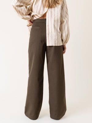 COTTON BARREL TROUSERS KHAKI