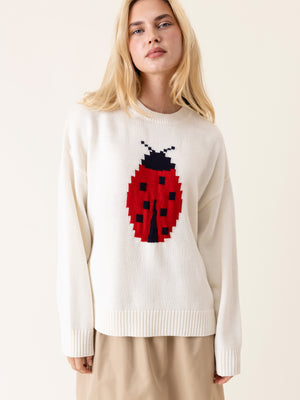 LADYBUG KNITTED SWEATER ECRU