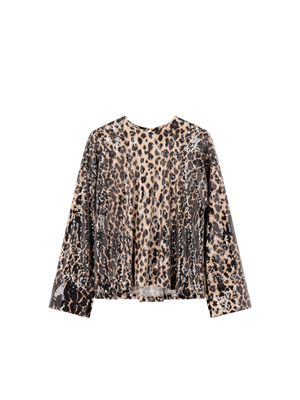LEOPARD SEQUIN PLEATED BLOUSE