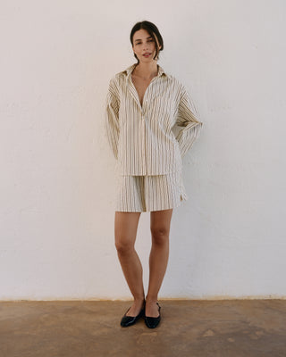 STRIPED ALBA SHIRT BROWN/ECRU
