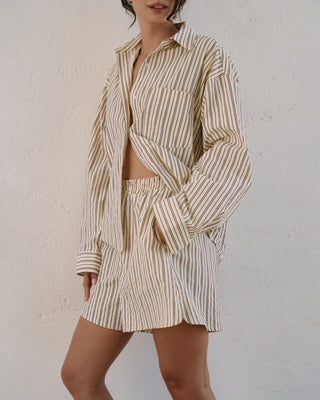 STRIPED ALBA SHIRT BROWN/ECRU