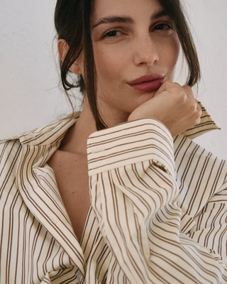 STRIPED ALBA SHIRT BROWN/ECRU