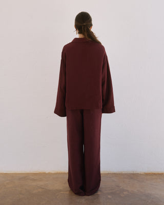 LINEN POLO SHIRT BURGUNDY