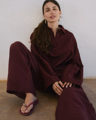 LINEN TROUSERS BURGUNDY
