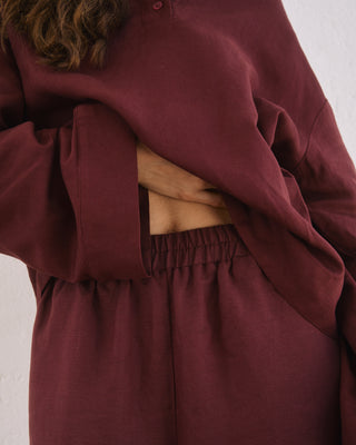 LINEN TROUSERS BURGUNDY