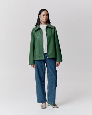 LEATHER ZIP JACKET GREEN – LEWIS & MELLY