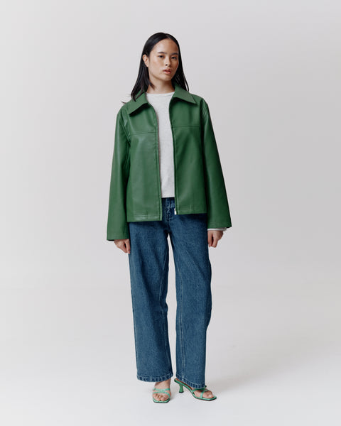 LEATHER ZIP JACKET GREEN – LEWIS & MELLY