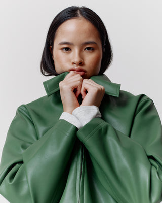 LEATHER ZIP JACKET GREEN – LEWIS & MELLY