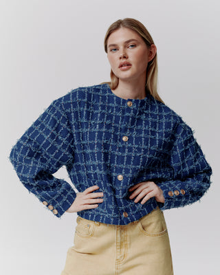 未使用タグ付‼️ LouiseClassic TweedJacket blue M TWEED CROPPED JACKET BLUE – LEWIS & MELLY