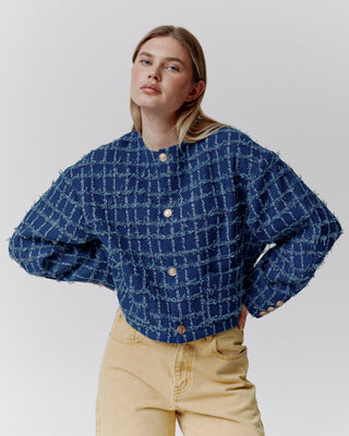 TWEED CROPPED JACKET BLUE – LEWIS & MELLY