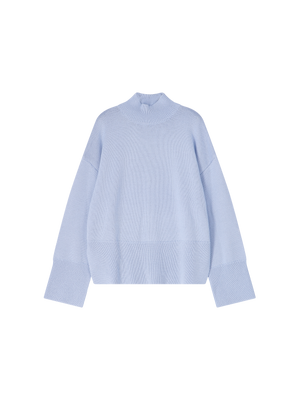 HIGH NECK KNITTED SWEATER LIGHT BLUE