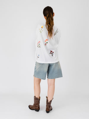 FLORAL LONG SLEEVE T-SHIRT WHITE