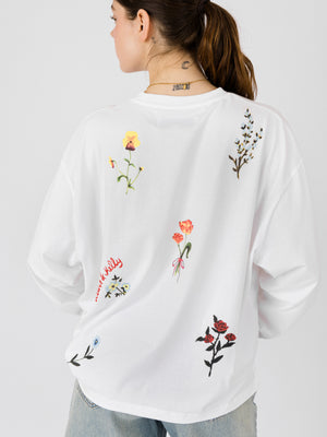 FLORAL LONG SLEEVE T-SHIRT WHITE