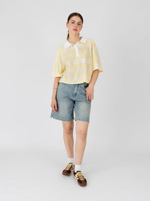 FLORAL TERRY POLO SHIRT YELLOW