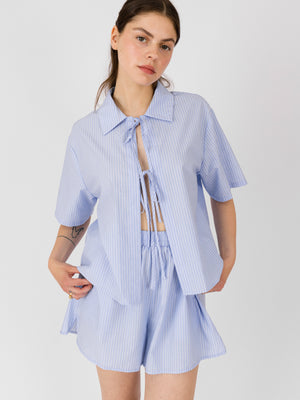 STRIPED BOW TIE SHIRT LIGHT BLUE
