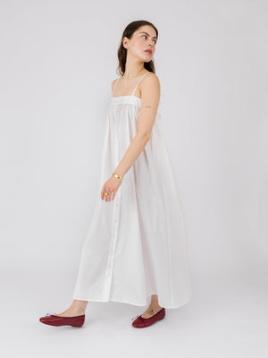 BUTTONED MAXI DRESS WHITE