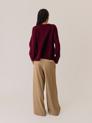 MARY V-NECK SWEATER BURGUNDY