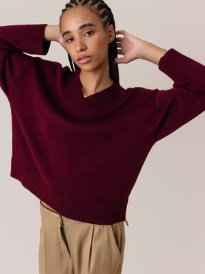 Burgundy v neck sweater hotsell