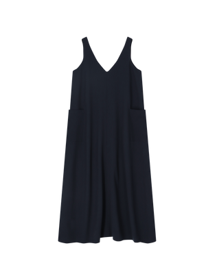 MAXI V-NECK SLIP DRESS NAVY BLUE