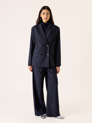 PINSTRIPE BOBBIE TROUSERS NAVY BLUE