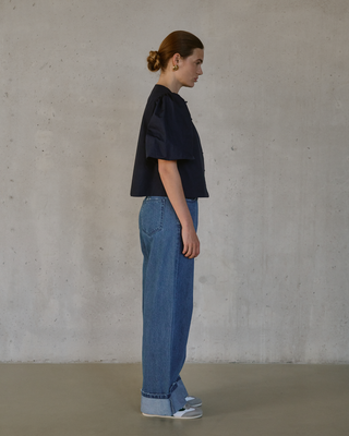 ODETTE BUTTONED BLOUSE NAVY BLUE