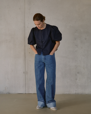 ODETTE BUTTONED BLOUSE NAVY BLUE